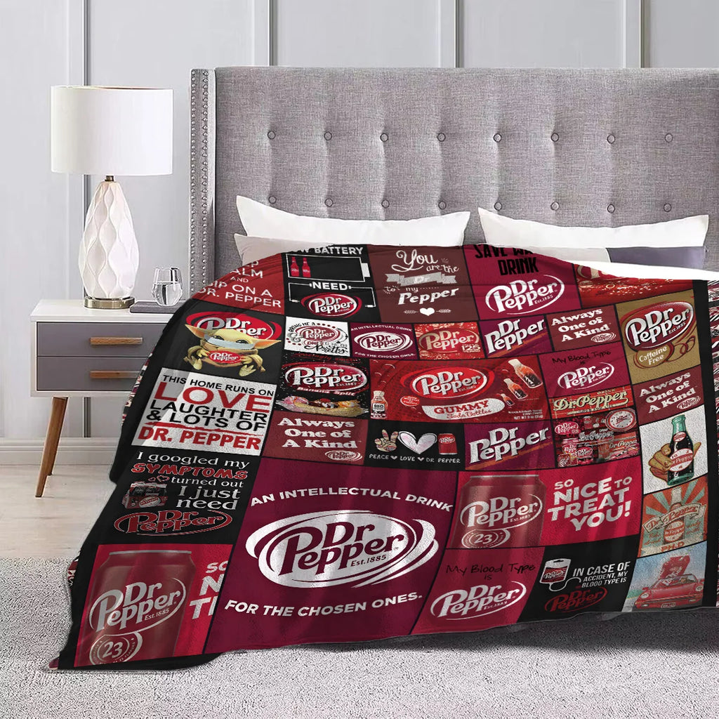 Dr. Pepper Flannel Throw Blanket – Soft, Warm & Anti-Pilling, 3 Sizes