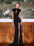 Metal Buckle Sheath Dress — Short Sleeve O-Neck Bodycon Evening Dress