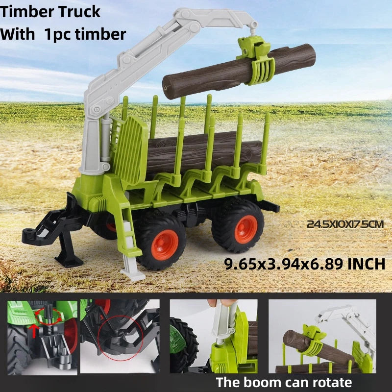 Large Scale Farm Tractor Toy Playset with Trailer & Accessories – DIY Farmer Transport Set