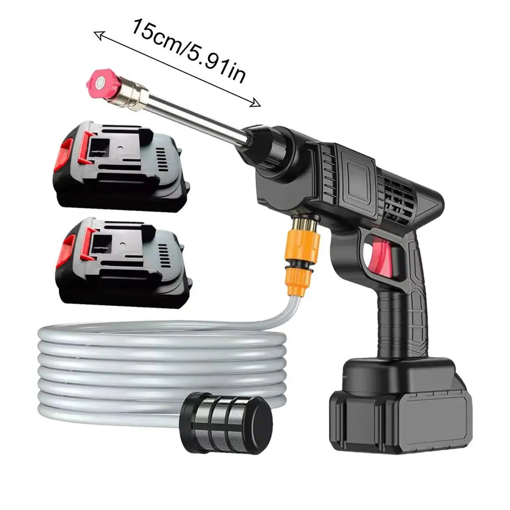 Cordless High-Pressure Washer Gun – 3-Level Pressure, 5–8m Spray Range, Car Wash & Garden Cleaning (EU Plug)