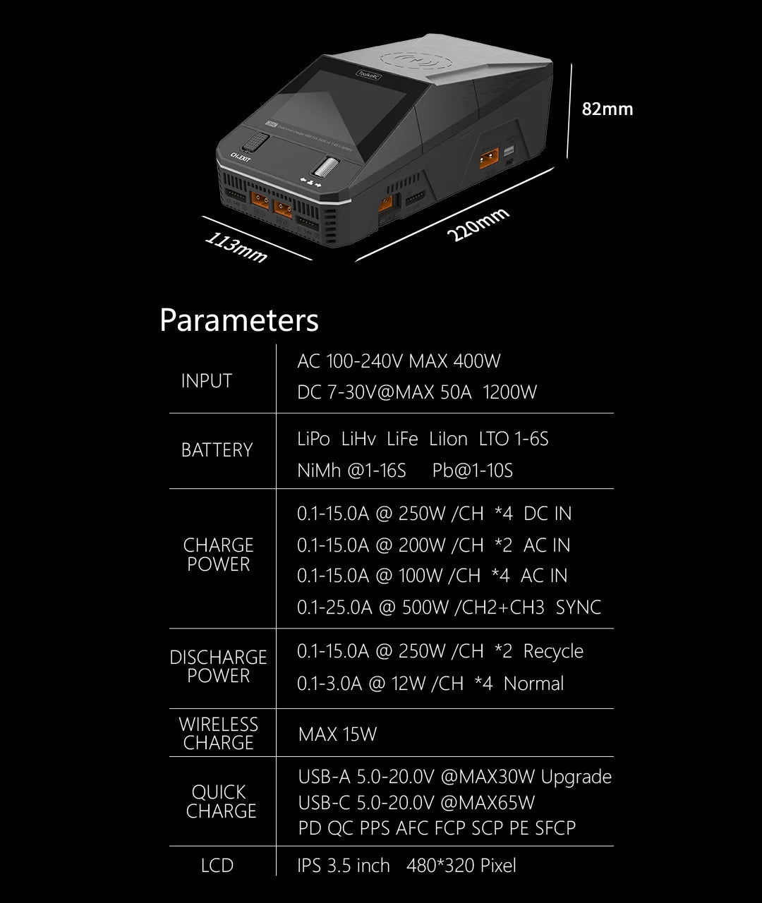 ToolkitRC Q6AC Multi-Chemistry Battery Charger — LiPo, LiFePO4, NiMH & Lead-Acid