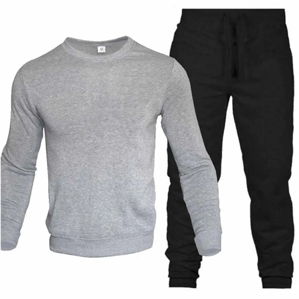 Men's Hooded Sweatshirt & Drawstring Pants Set – Casual Sport Running 2-Piece Tracksuit
