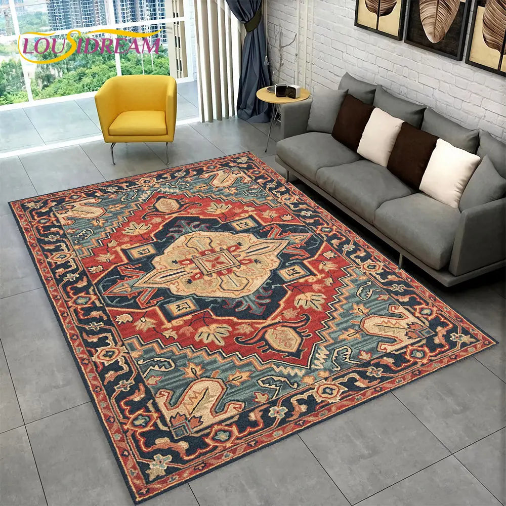 Turkish Persian Bohemian Area Rug – Non-Slip Large Carpet for Living Room & Bedroom
