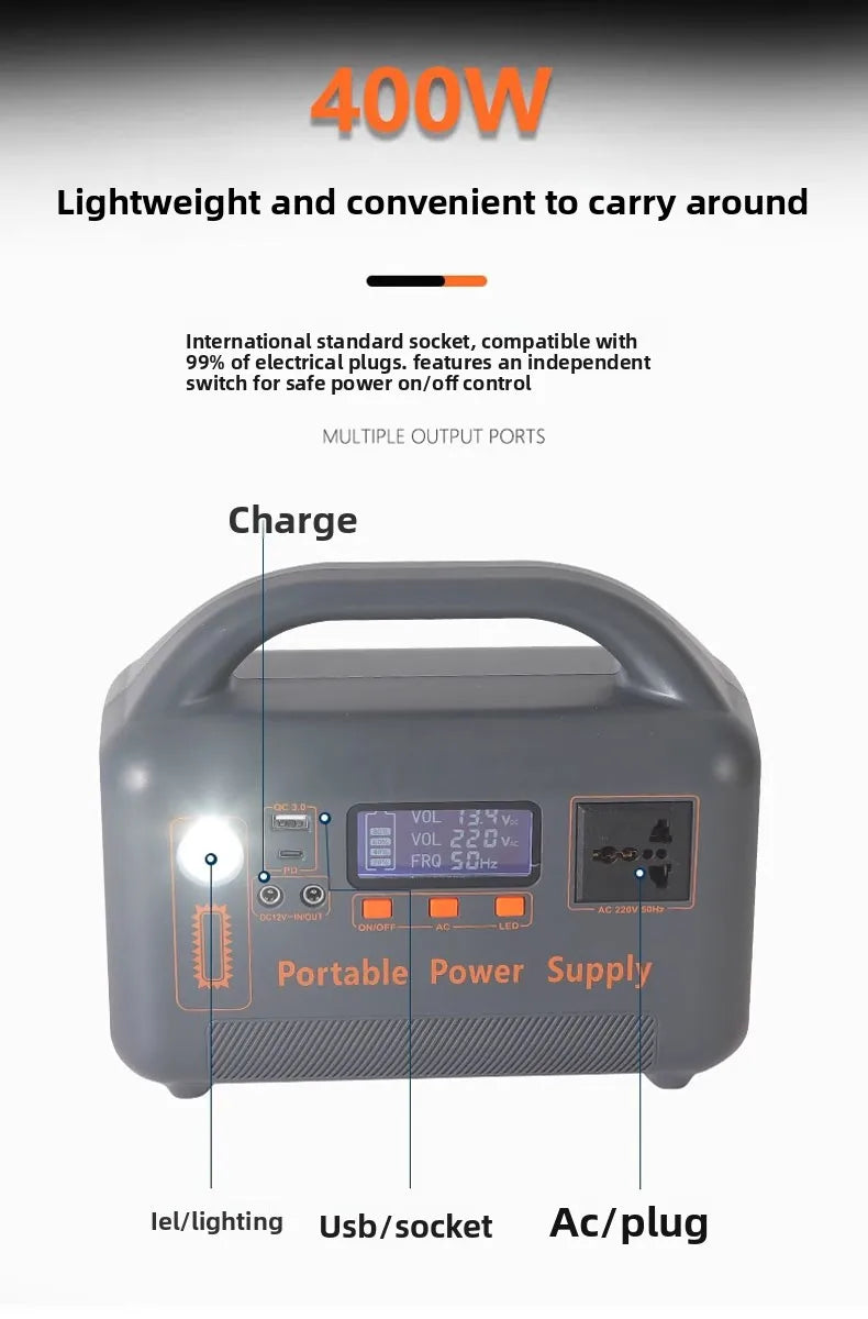 400W Portable Power Station Solar Generator — Off-Grid Power for Camping & Outdoors