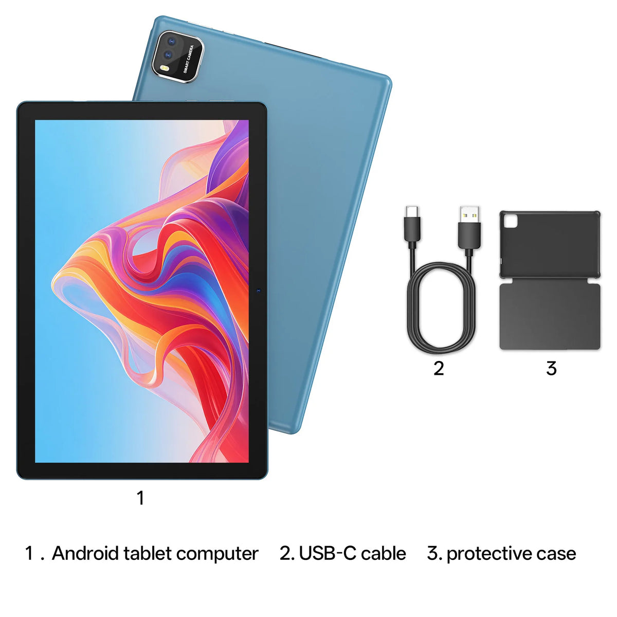 BAKEN 10" Android 16 Tablet – 12GB RAM, 64GB, Wi-Fi, Dual Camera, Case & Keyboard Options
