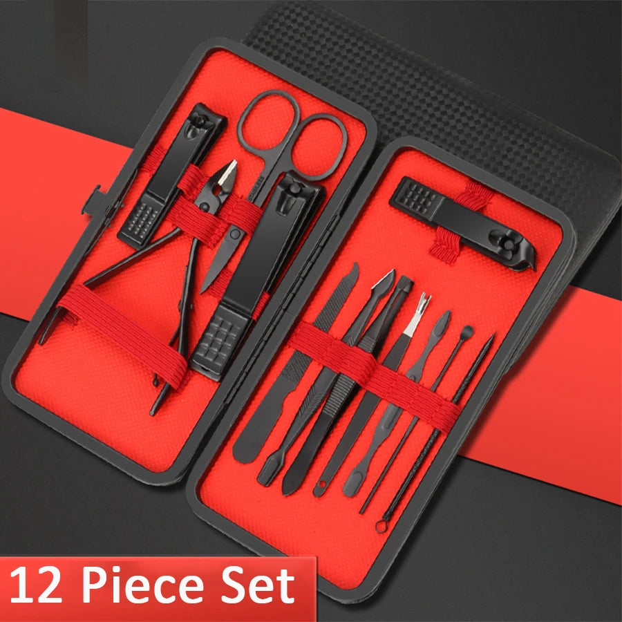 Professional Manicure Set 7-24 Piece – Stainless Steel Fingernail & Toenail Clippers with Leather Case