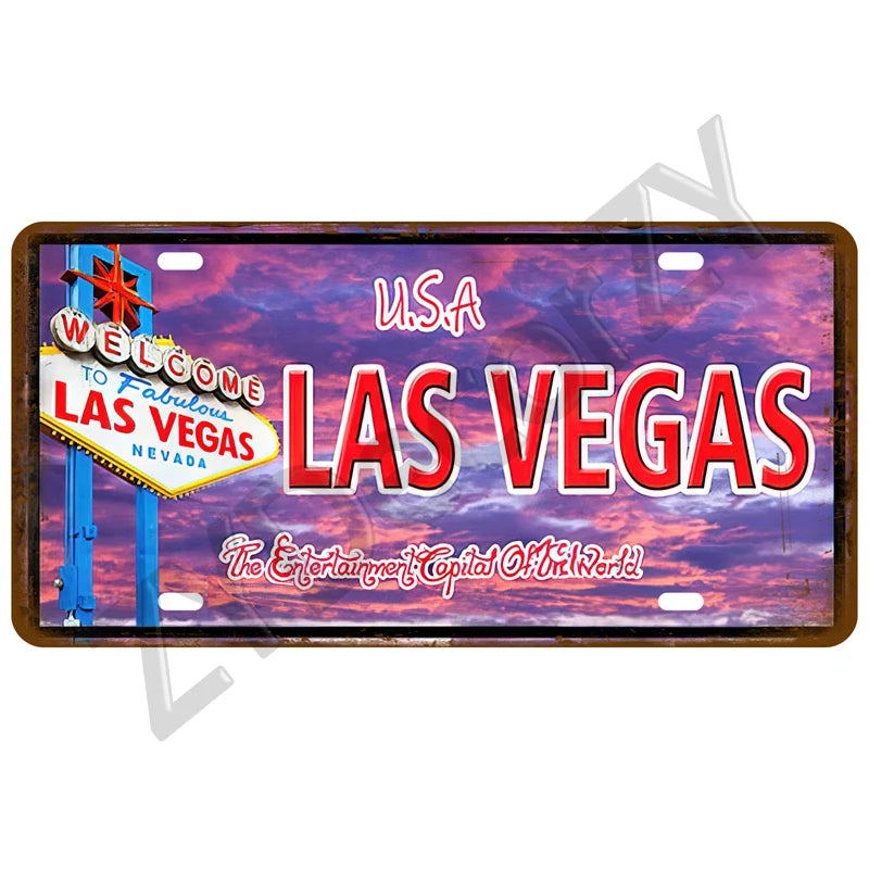 Route 66 Vintage Car Garage Tin Sign — Retro Wall Art Decor