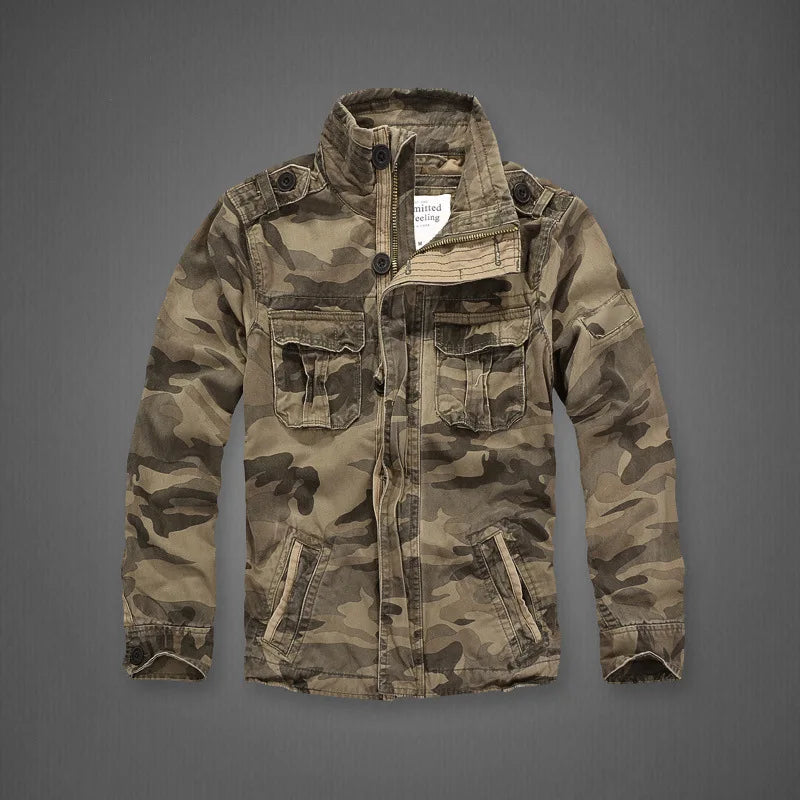 Men's Camouflage Cotton Cargo Jacket – Zip Front