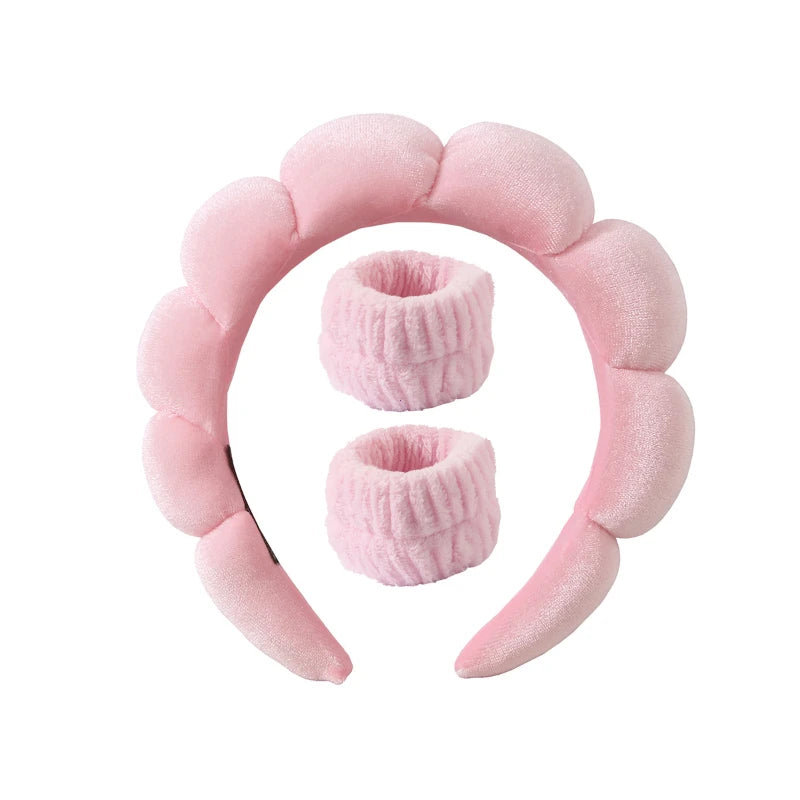 Puffy Spa Headband & Wristbands Set — 3 Pack