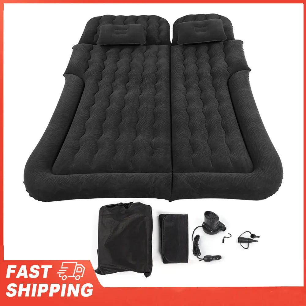 2-in-1 Inflatable Car Travel Mattress – PVC Flocking Soft Backseat Air Bed for Car & SUV