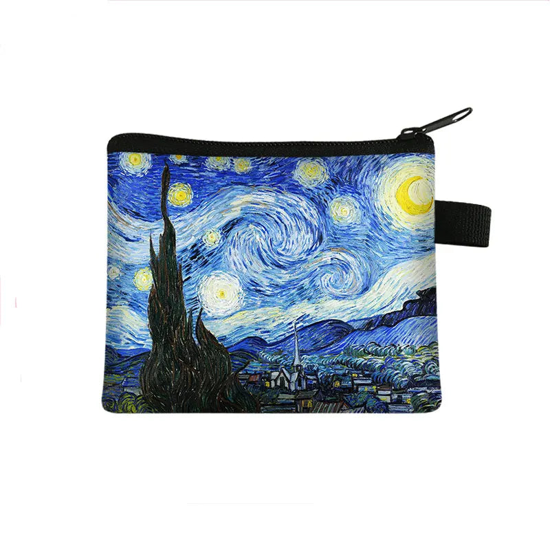 Vintage Oil Painting Floral Coin Purse Mini Clutch Wallet – Bohemian Nylon Organizer Wallet for Women