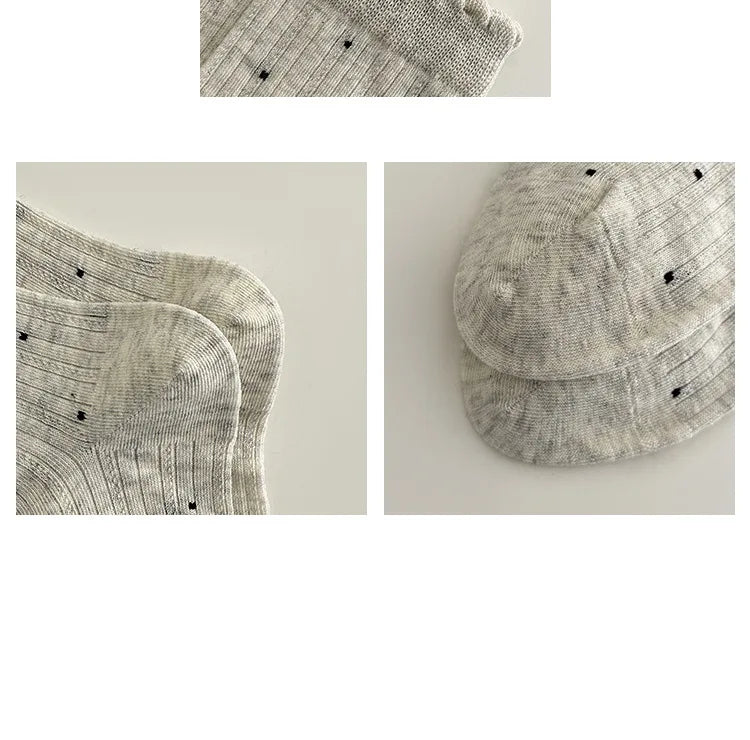 Women's Polka-Dot Crew Socks – Thin Cotton Blend