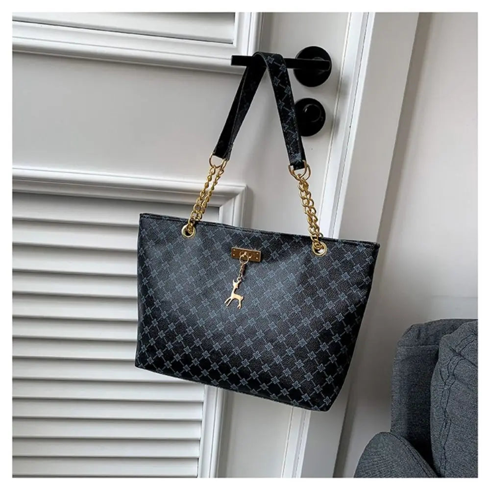 Luxury Print Bucket Tote Shopping Bag – Large Capacity Fashion Shoulder Purse for Women