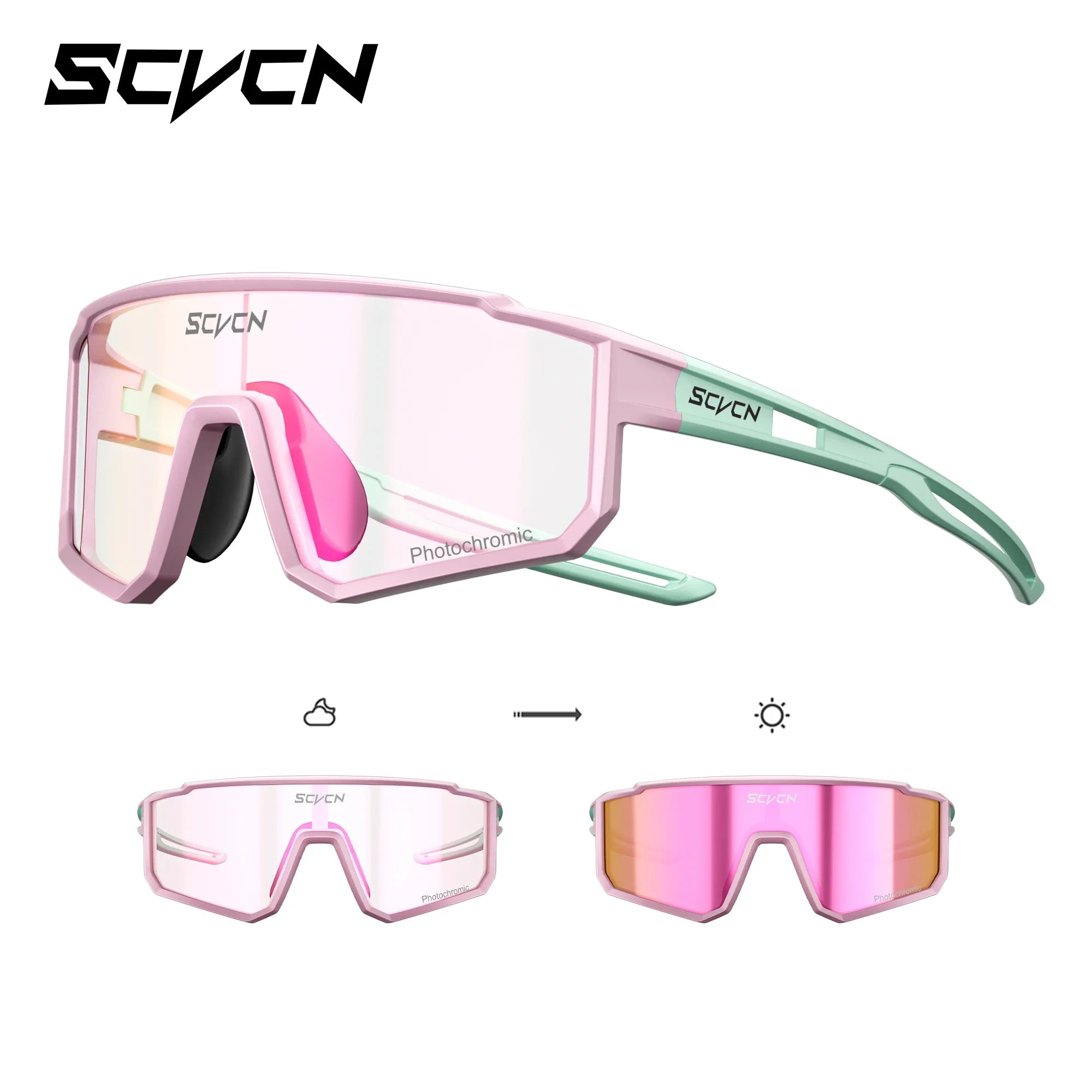 SCVCN Kids Photochromic Sport Sunglasses | UV400 Boys Girls Outdoor Skateboarding Bike Golf Eyewear