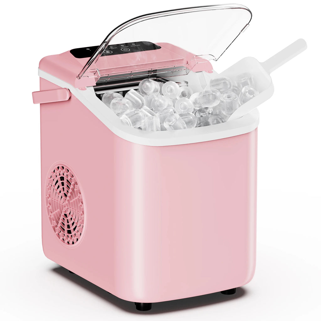 JHK Portable Countertop Ice Maker – 9 Ice Cubes in 6 Min, 26.5 lbs/24Hr, Scoop & Basket Included