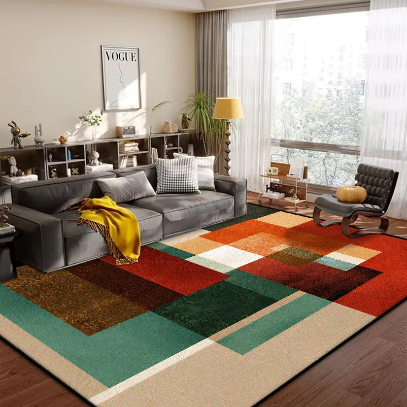 Geometric Abstract Large Area Rug – Non-Slip Custom Floor Mat for Living Room & Bedroom, 15 Colors & 15 Sizes