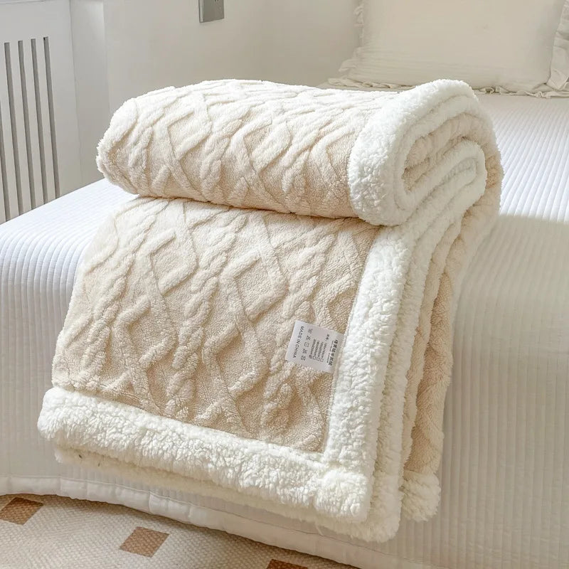 Double-Layer Fleece Blanket – Plush Sofa & Bed Comfort