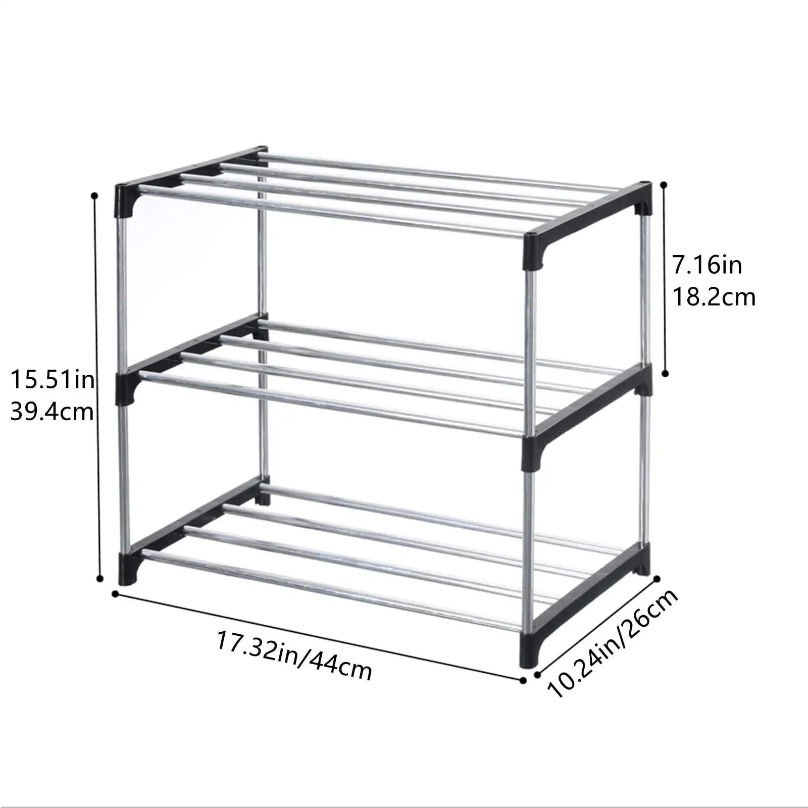 3-Layer Modular Plastic Shoe Rack — Space-Saving Entryway
