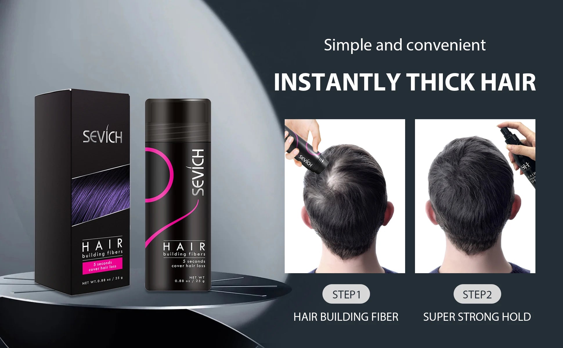 SEVICH Hair Building Fiber Set Cover Sparse Hair Or Bald Spots Hair Loss Regrowth Treatment Keratin Hair Fiber Powder Applicator