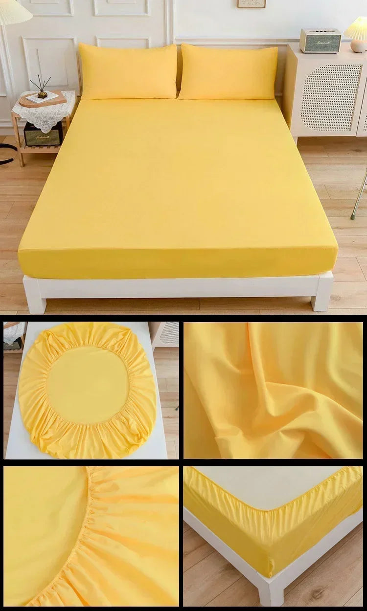 High-Quality Elastic Fitted Sheet – Solid Color Mattress Cover, 80–200cm, Single to King