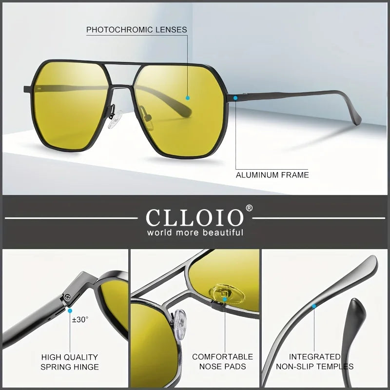CLLOIO Anti-Glare Day & Night Vision Sunglasses | Polarized Photochromic UV400 Driving Glasses