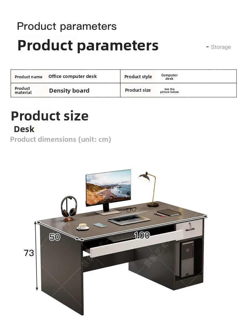 Modern Minimalist Writing & Computer Desk — Durable Wood Office Desk in Oak & Dark Walnut