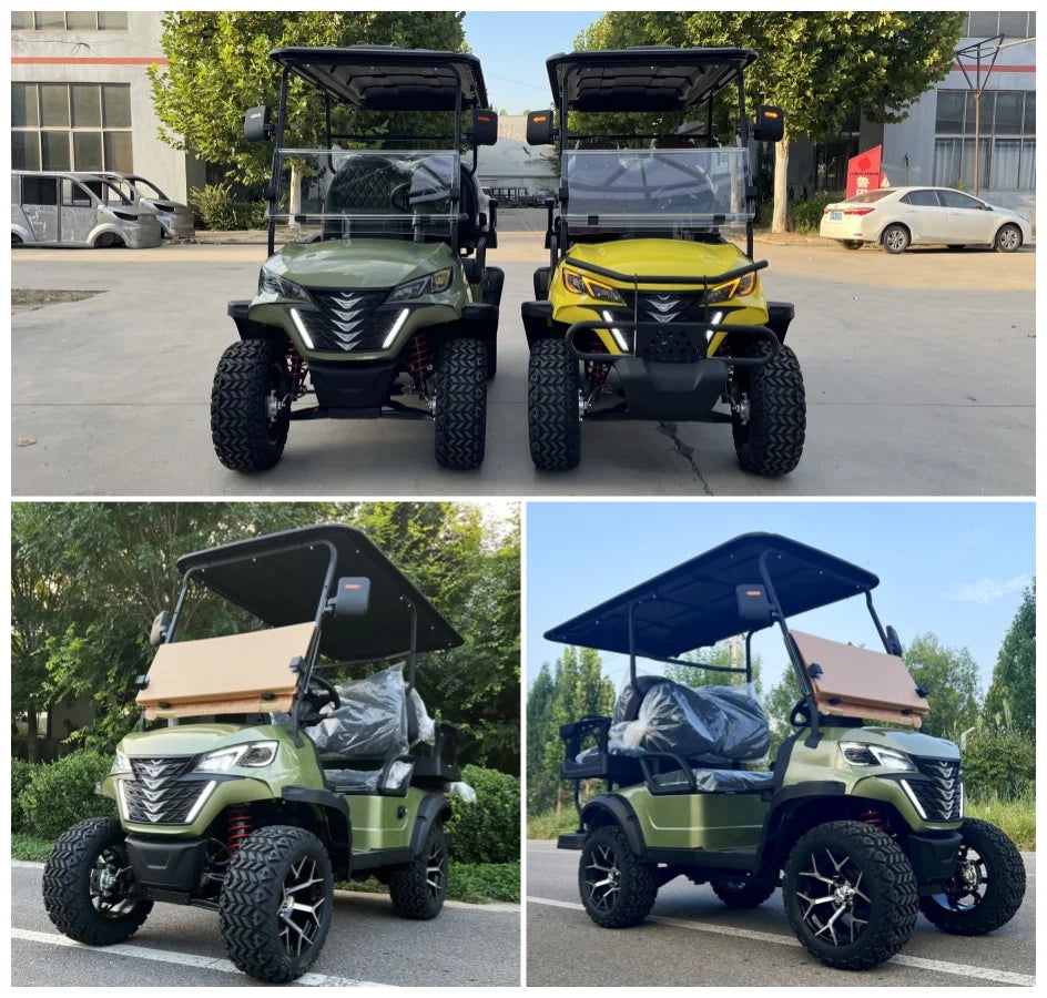 Touring Electric Golf Cart — Multi-Purpose Hunting Cart with Folding Windshield & Touch Display