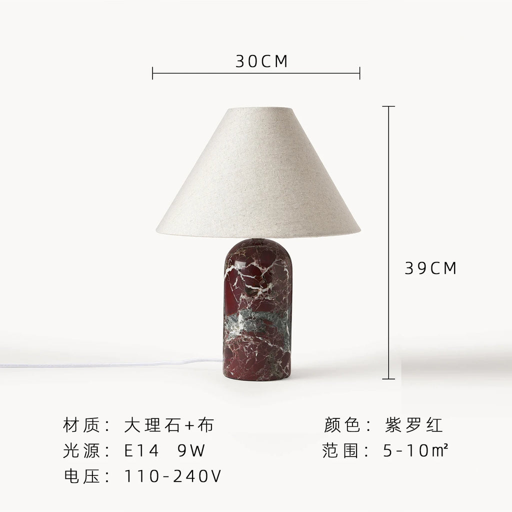Marble Base Lamp – Tapered Fabric Shade