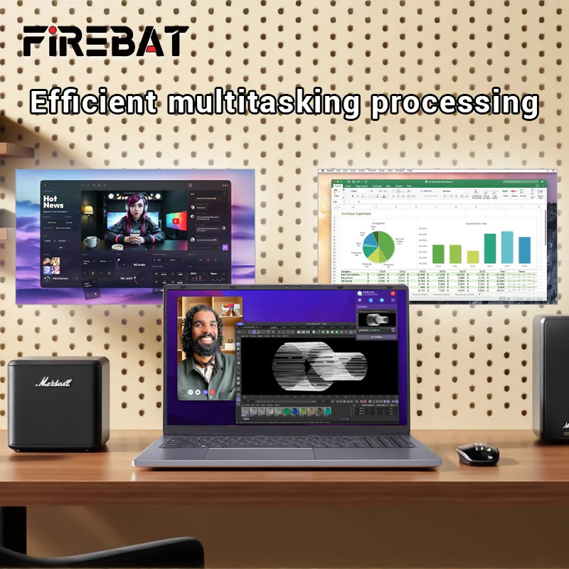 Firebat AT15 15.6" Intel N150 Business Laptop – 16GB DDR4, 1TB SSD, Backlit, Dual Camera, Windows 11 Pro