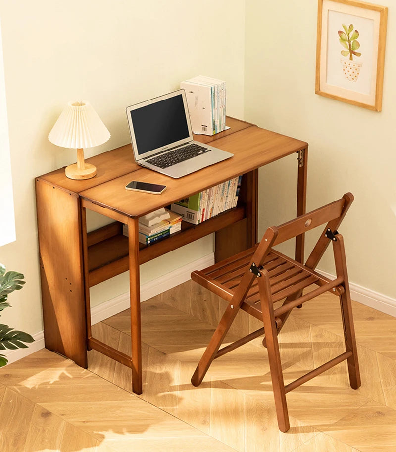 Foldable Bamboo Computer Desk — Student Writing Workbench, Bedroom & Bedside Use, 83cm & 103cm