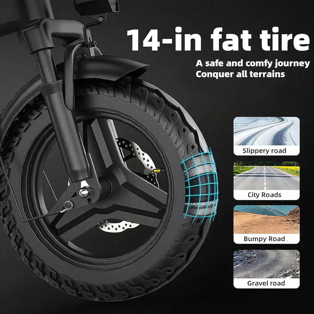 550W Folding Electric Bike — 48V 25MPH 35-Mile Range