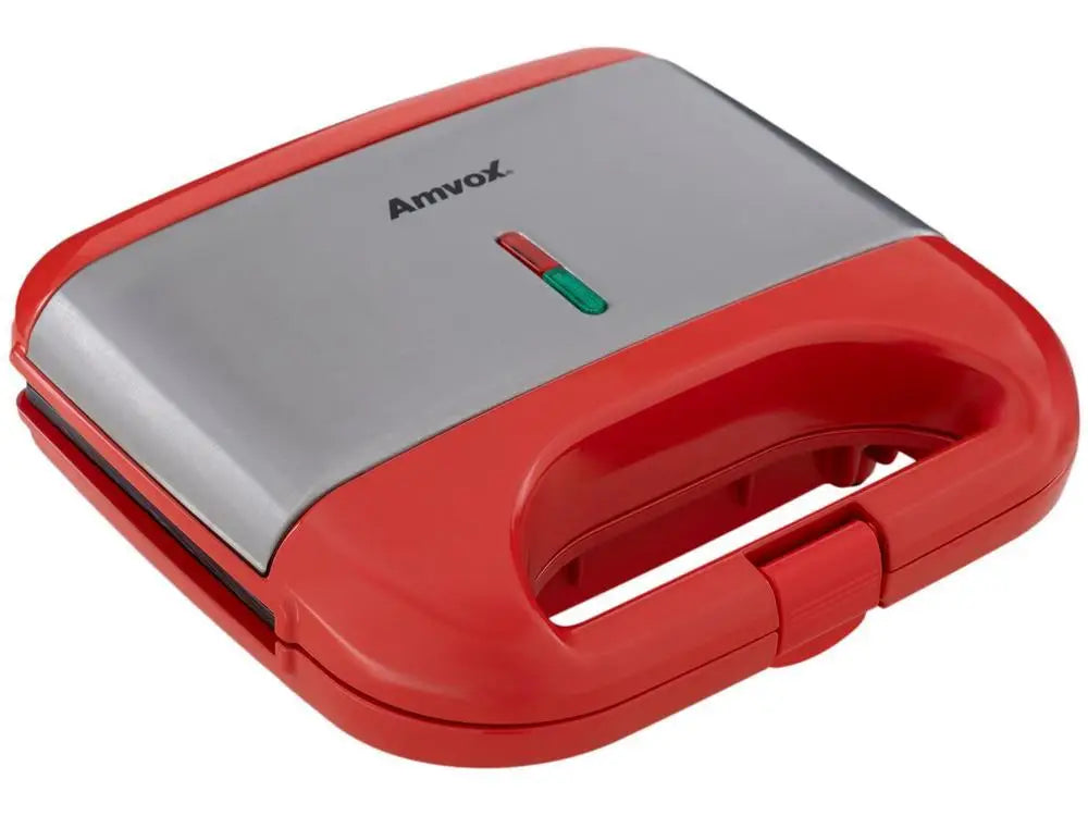 Amvox 750W Electric Sandwich Grill – Red, Non-Stick, 110V