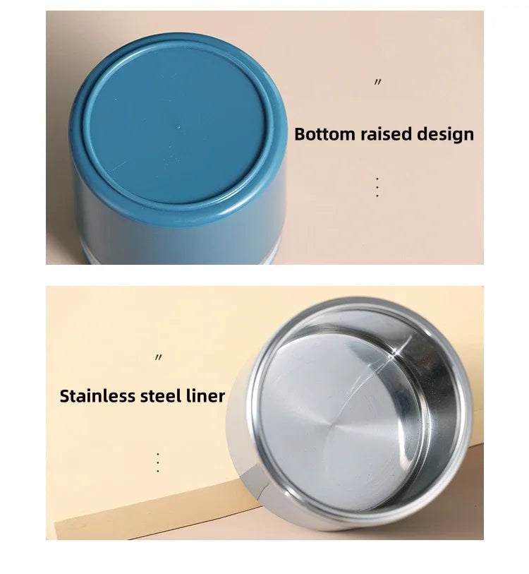 JUSTINLAU 630ml/1000ml Insulated Food Thermal Jar – Stainless Steel Soup Thermos with Bowl Lid, 6–12Hr Hot
