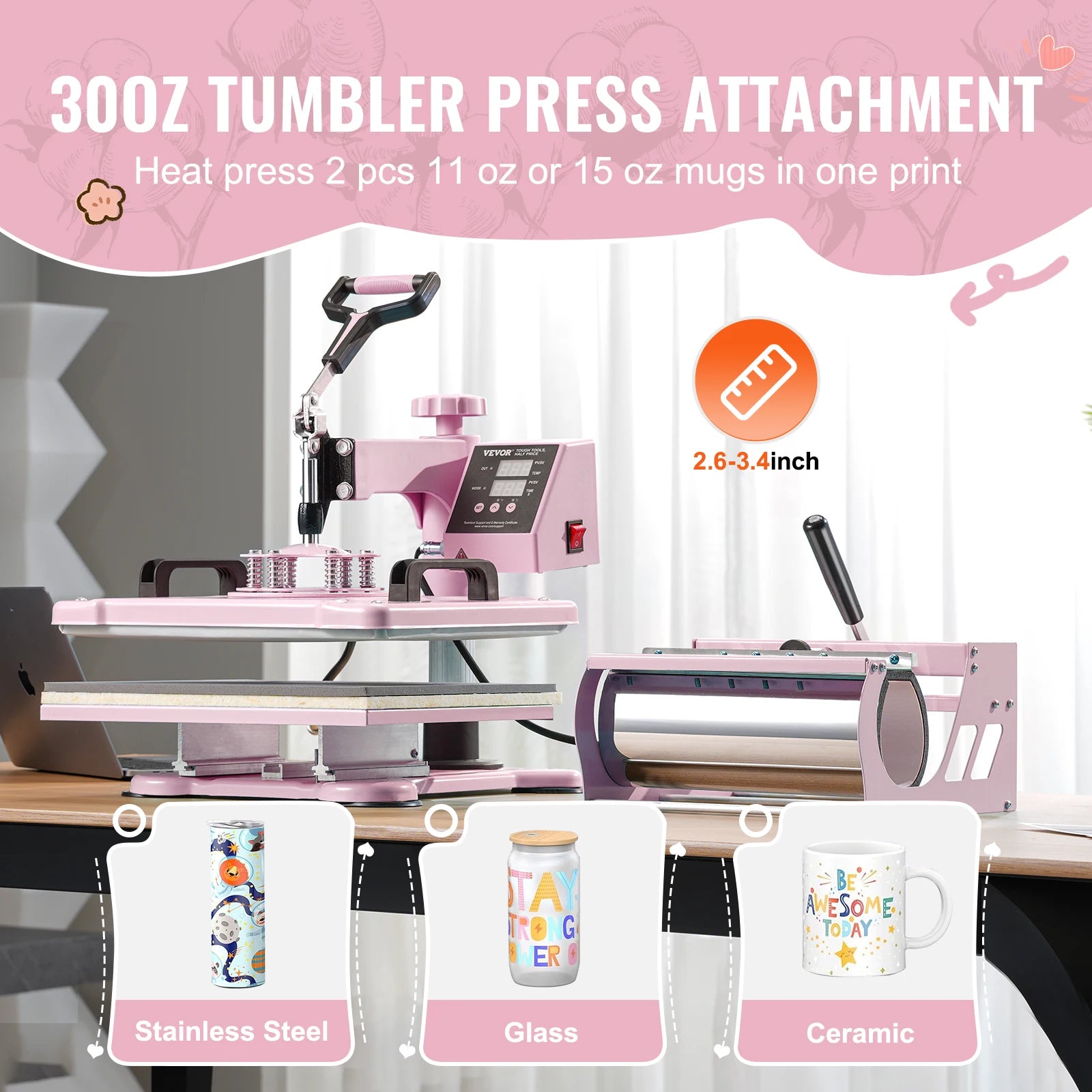 SucceBuy 8-in-1 Heat Press Machine — 360° Swing Away, 12x15" or 15x15", T-Shirts, Mugs, Hats & Plates