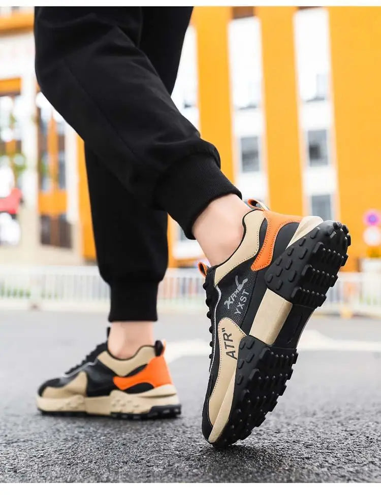 Men's Breathable Faux Leather Lace-Up Sneakers
