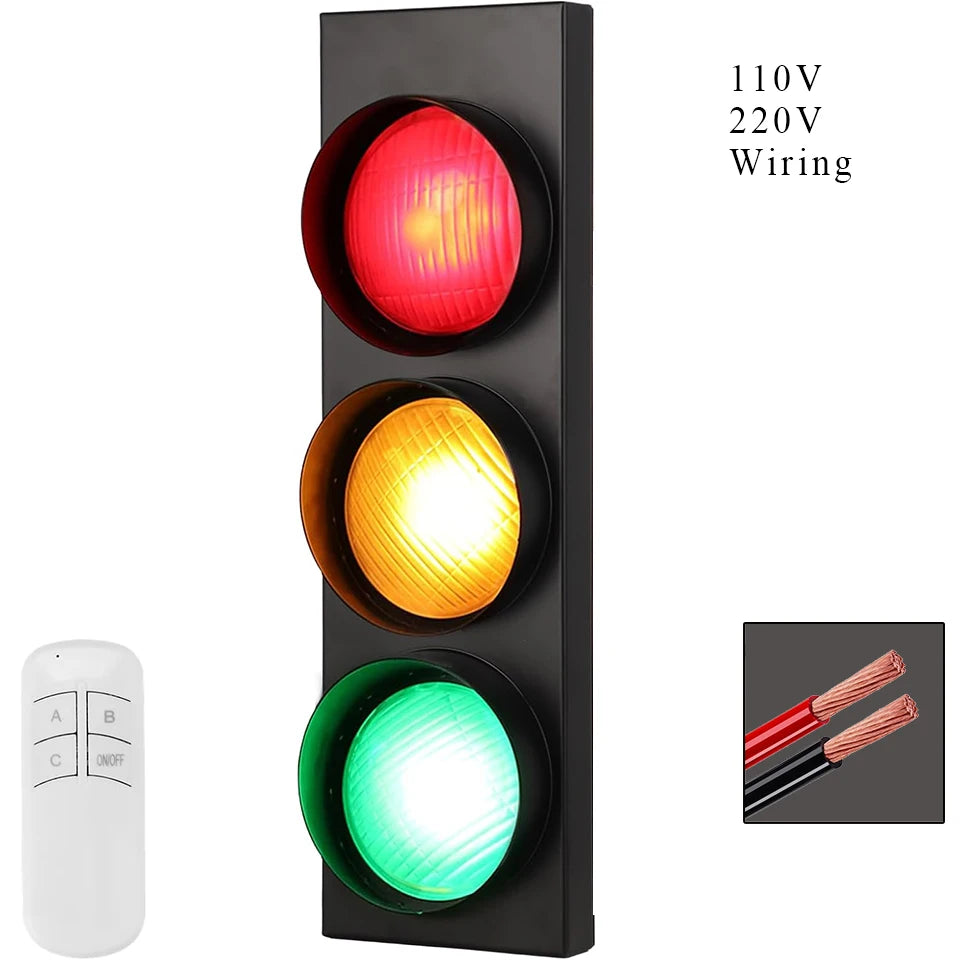 Traffic Light Wall Lamp – LED & Remote Control