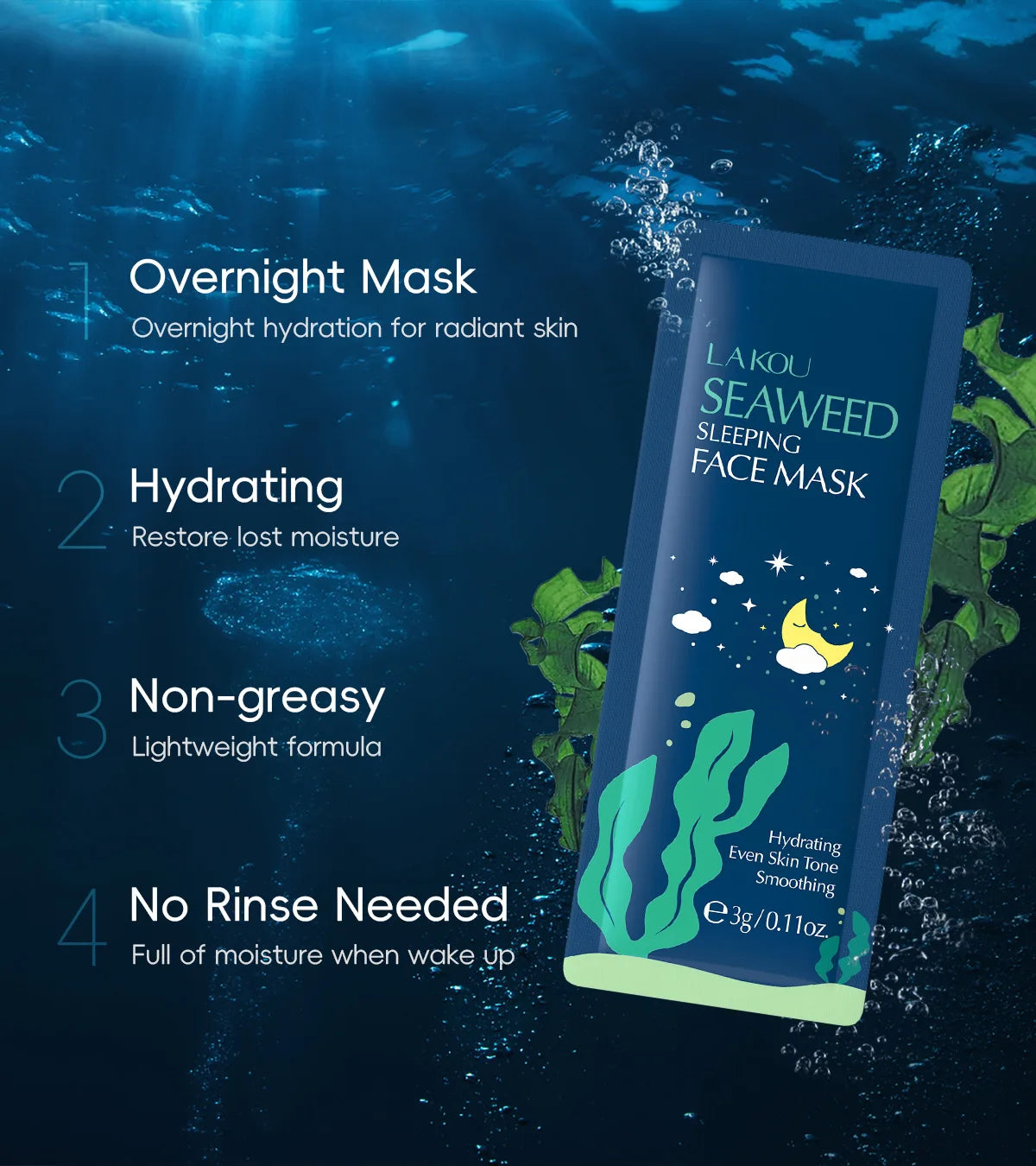 LAIKOU 7-Piece Sleeping Face Mask Set — Snail & Matcha