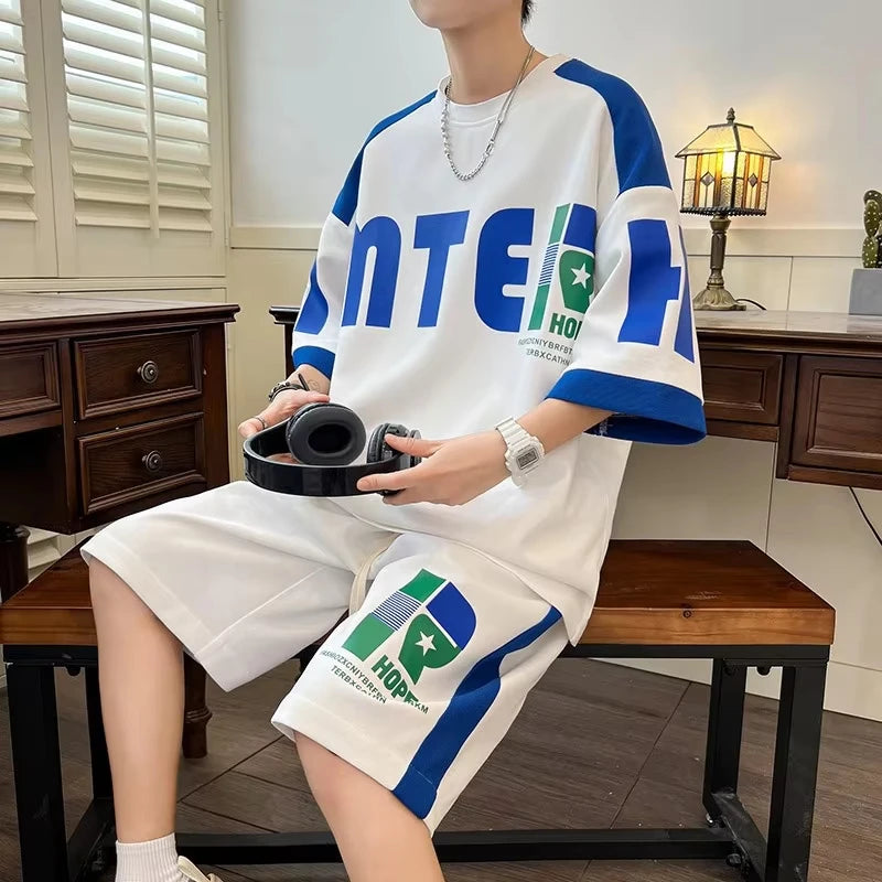 Men's Loose Lightweight Sport Short Sleeve & Shorts Set – Trendy Summer Two-Piece