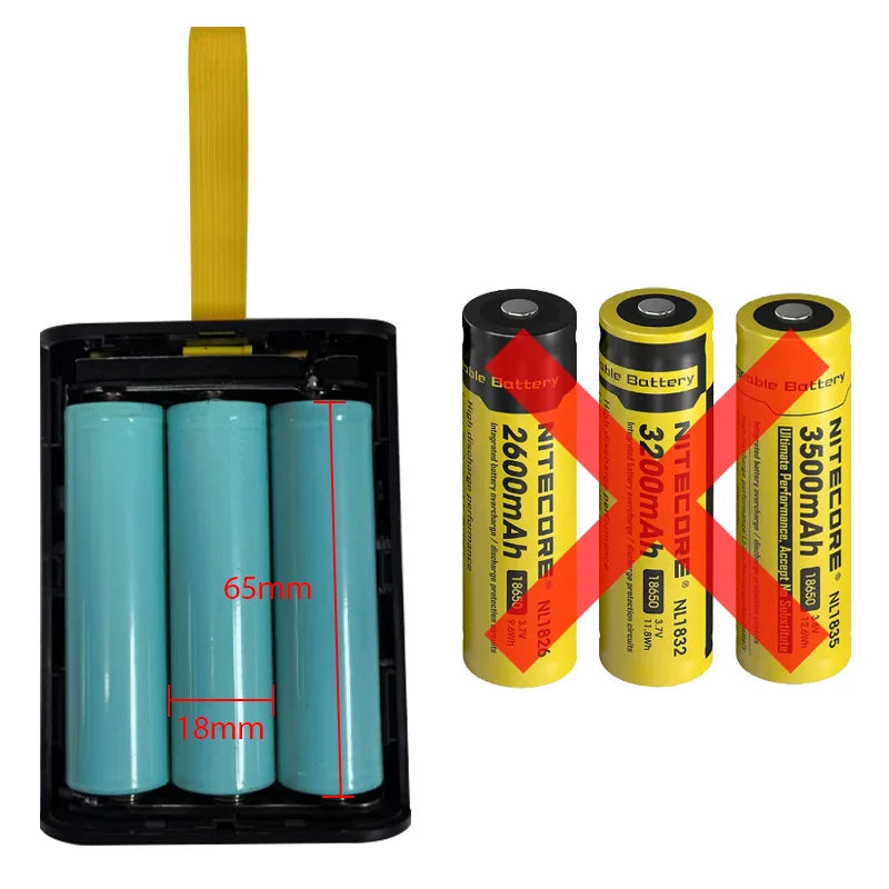 3x18650 DIY Power Bank Case — Dual USB Fast Charge with LED Night Light