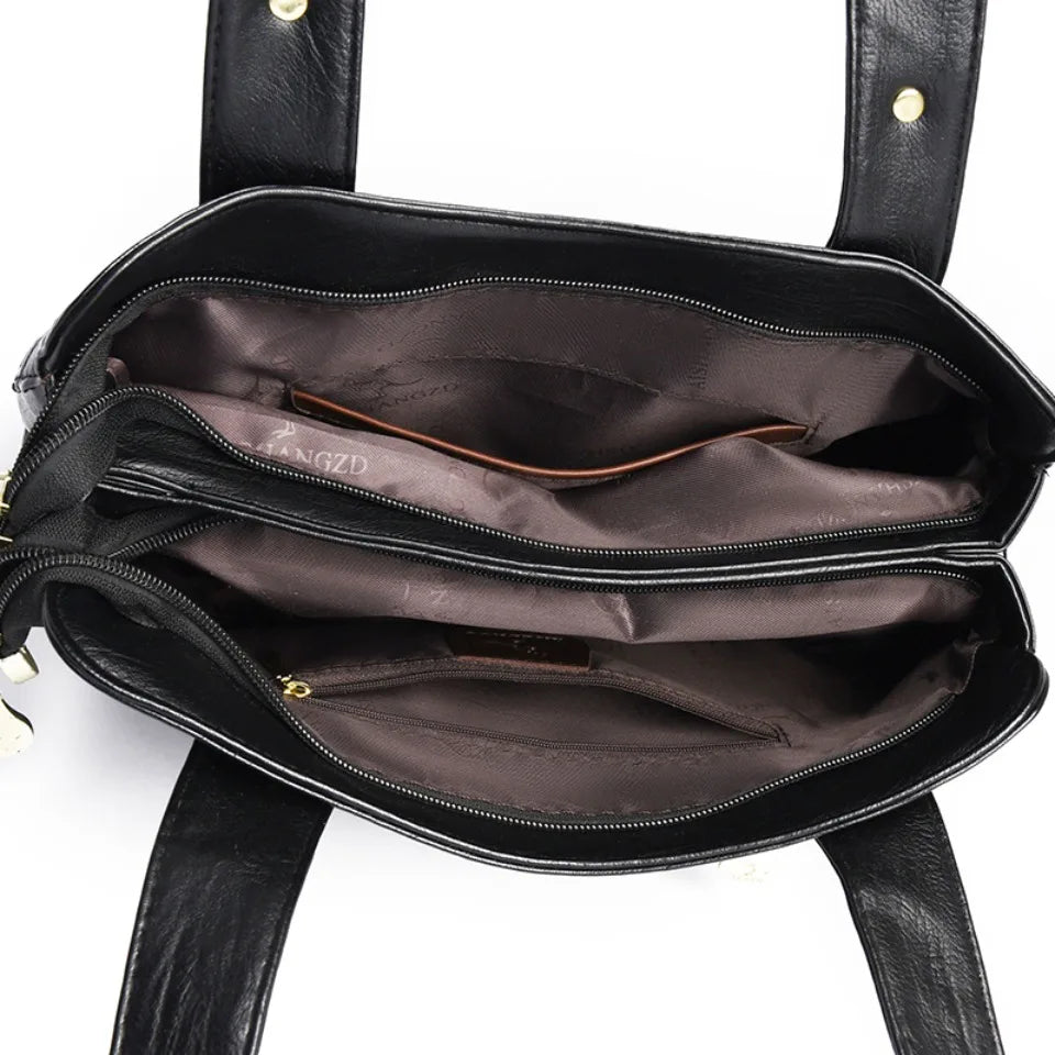 VANDERWAH Bark Pattern Microfiber Leather A4 Tote Bag – Luxury Designer Shoulder Handbag for Women