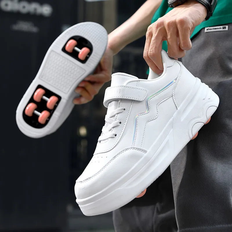 6-Wheel Children's Roller Skate Shoes – 2-in-1 Detachable Wheel Skating Parkour Racing Sneaker