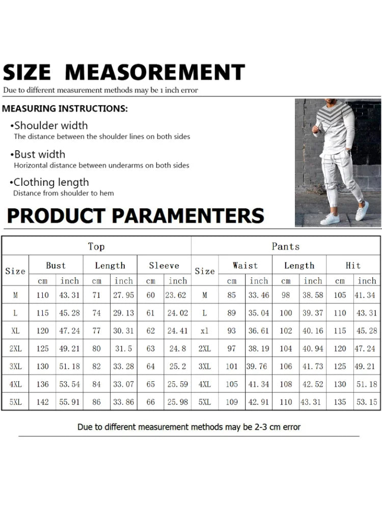 Men's Retro Quilted Print Long Sleeve T-Shirt & Pants Set – Casual Street Sport 2-Piece
