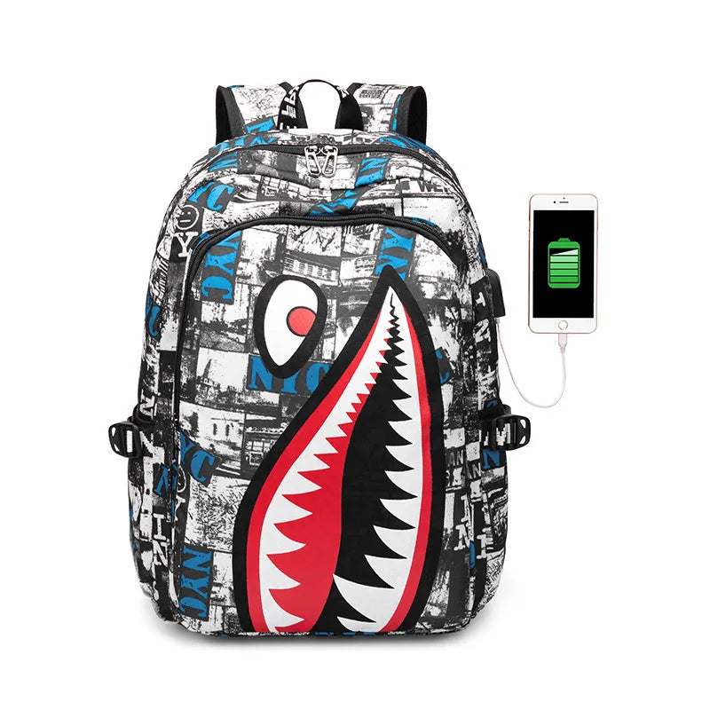 Shark Backpack – Kids School & Travel Book Bag