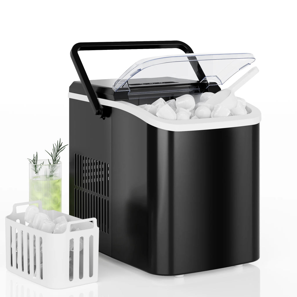 Portable Countertop Ice Maker — 9 Bullet Ice Cubes in 6 Min, Self-Cleaning, Quiet