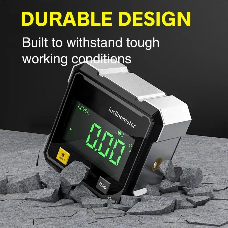 Digital Magnetic Angle Ruler & Inclinometer with Laser — Precision Protractor