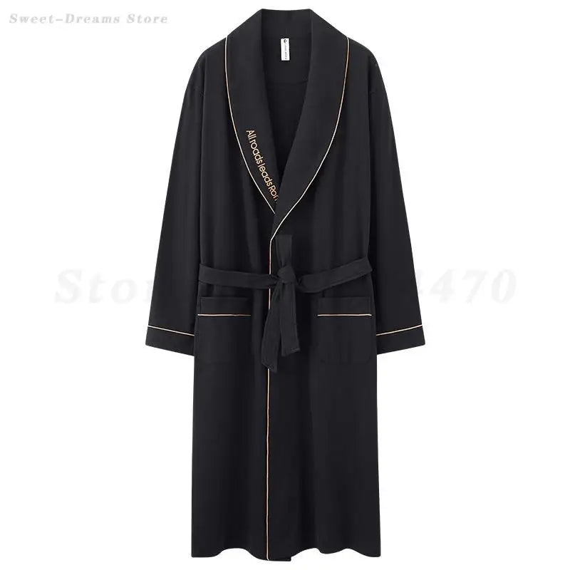 Men's Pure Cotton Plaid Kimono Robe | Long Bathrobe Dressing Gown M-4XL