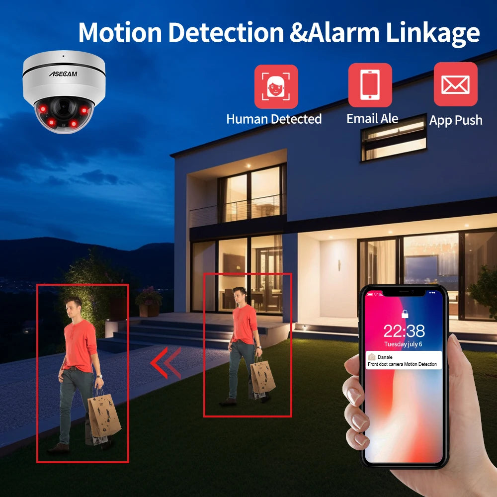 ASECAM 8MP PoE PTZ Security Camera with Optical Zoom