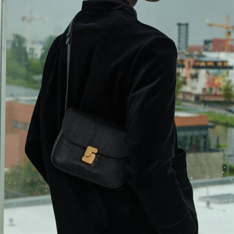 Tofu Square Crossbody Satchel – Luxury PU Leather Small Shoulder Bag for Women