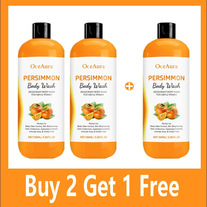 Persimmon Body Wash Gel — Gentle Cleansing, Moisturizing & Body Odor Remover Shower Gel 100ml