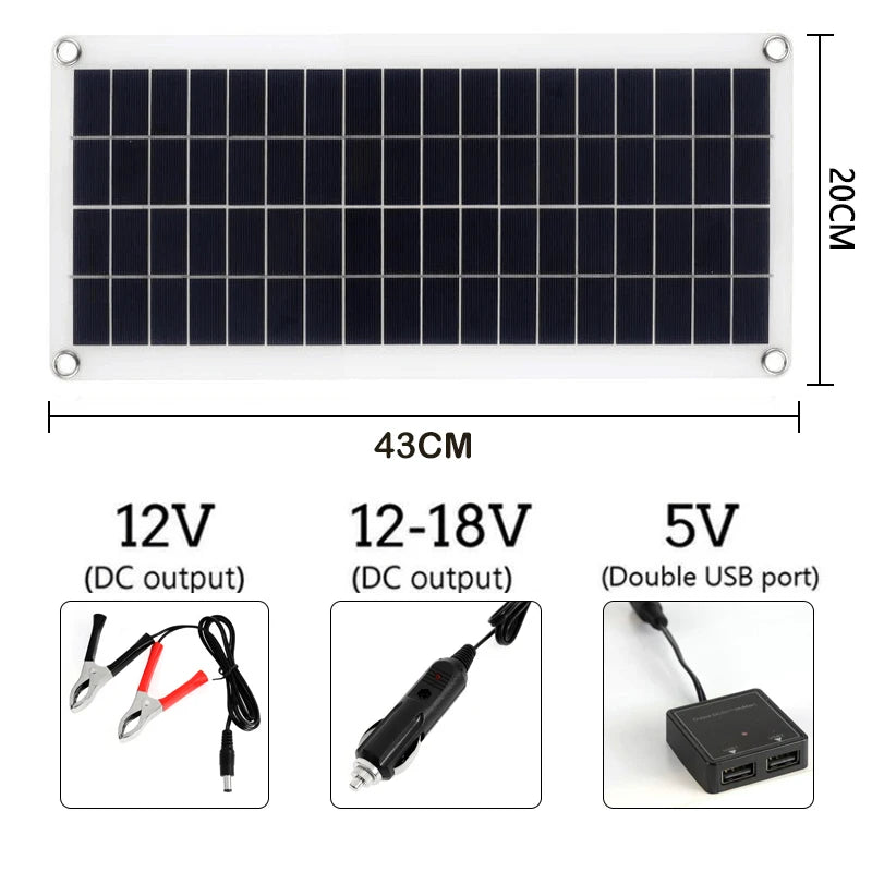 1000W Solar Panel 12V – 60A/100A Controller Solar Charge for RV Car Outdoor Battery Supply
